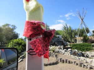 Carved Miranda enjoys one last look at N'kmip RV Park